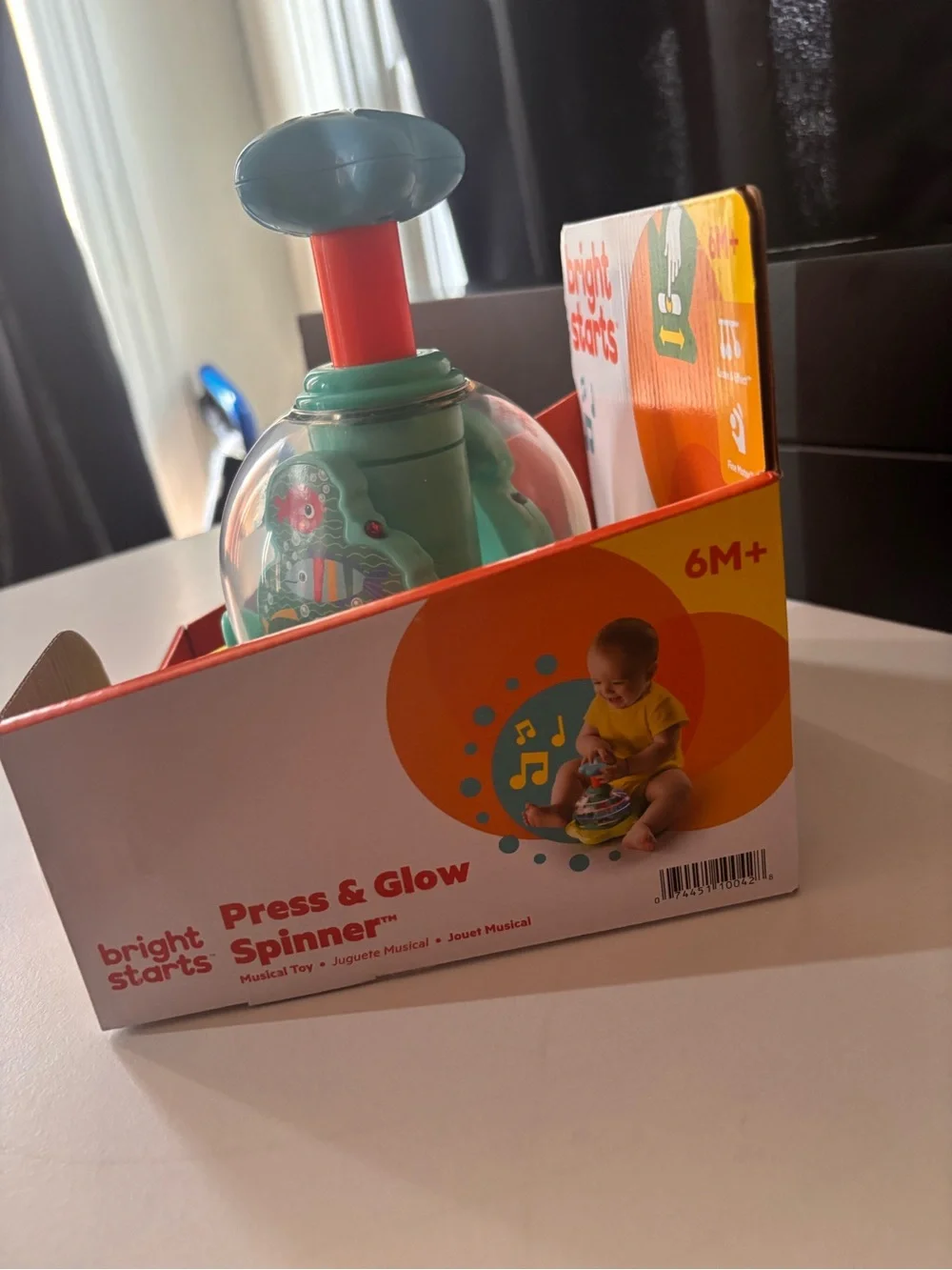 Bright Starts Press & Glow Spinner - Green/Yellow